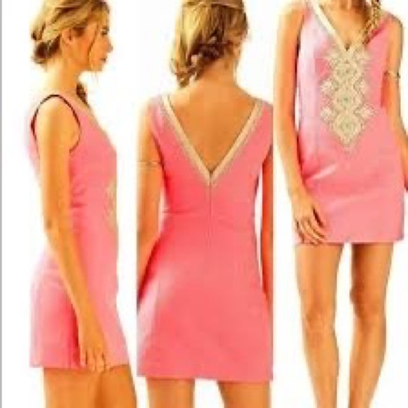 Lilly Pulitzer Junie Coral Reef Embroidered Shift Dress Size 8 - Picture 2 of 9